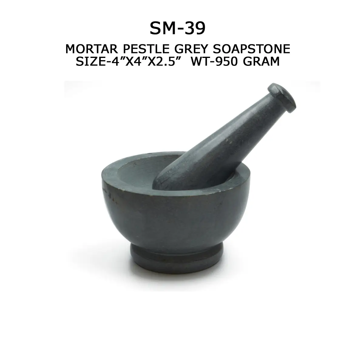 MORTAR PESTLE GREY SOAPSTONE